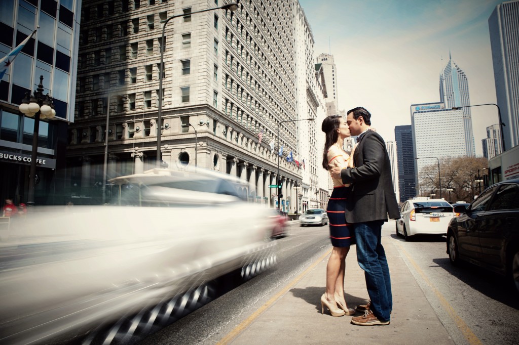 downtown engagement session downtown chicago photo